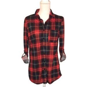 Love Potion Red and Navy Small Plaid Button Down